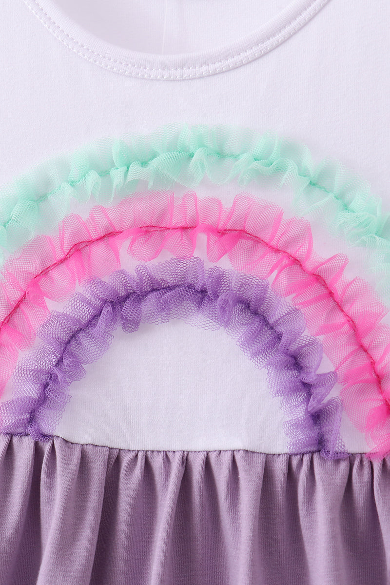 Lace rainbow ruffle dress