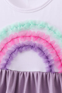 Lace rainbow ruffle dress