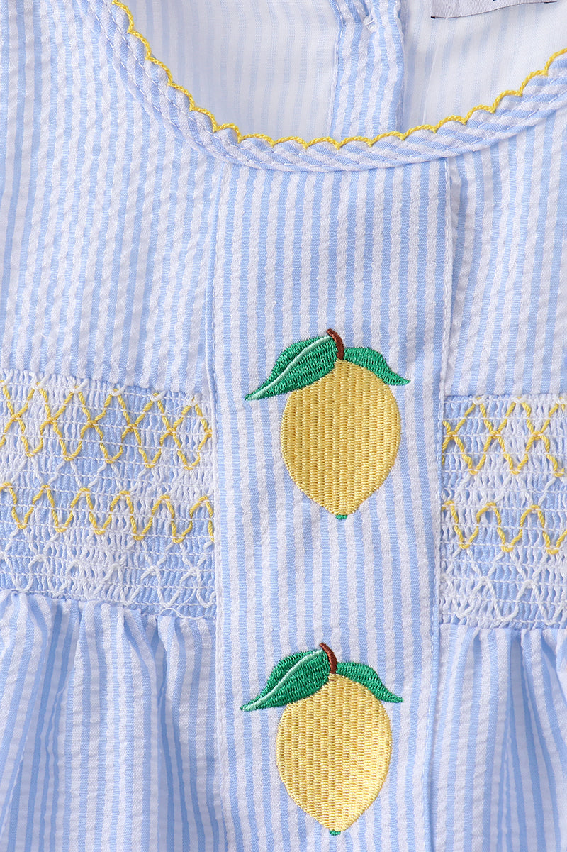 Lemon embroidery seersucker bloomer set