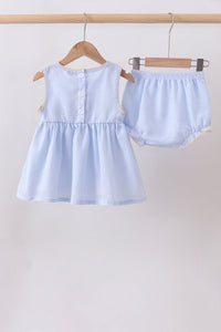 Lemon embroidery seersucker bloomer set