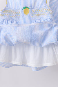 Lemon embroidery seersucker bloomer set