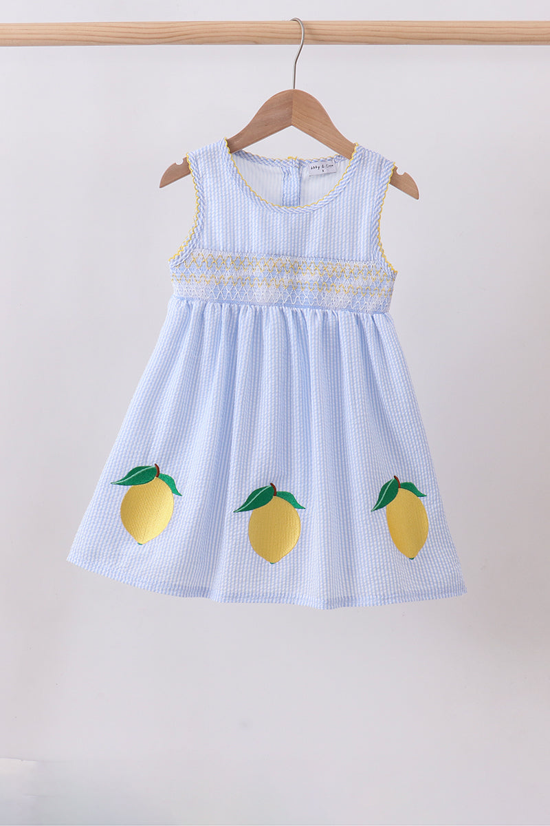 Lemon embroidery seersucker dress
