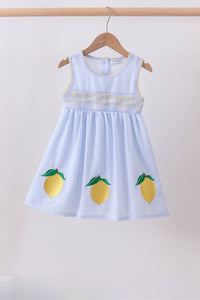 Lemon embroidery seersucker dress