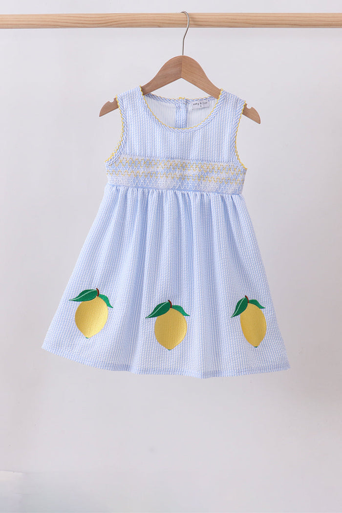 Lemon embroidery seersucker dress