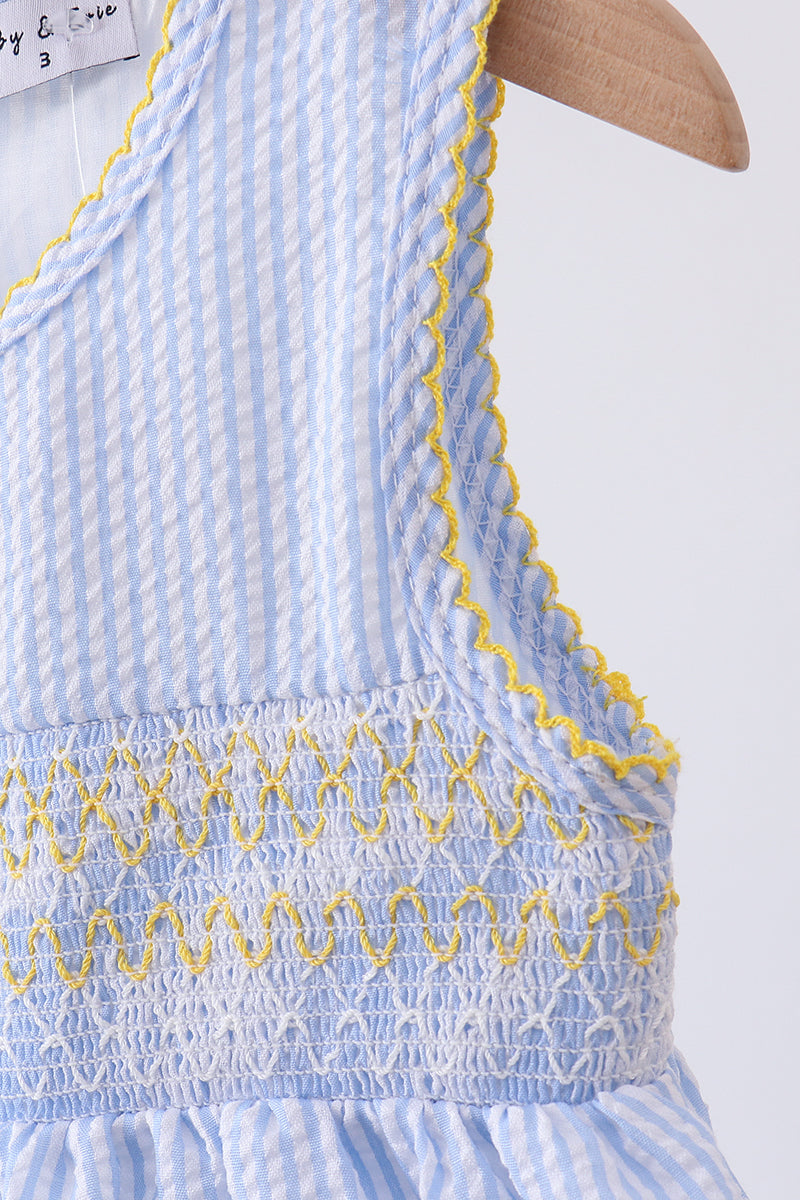 Lemon embroidery seersucker dress