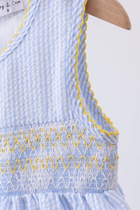 Lemon embroidery seersucker dress