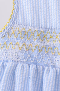 Lemon embroidery seersucker dress
