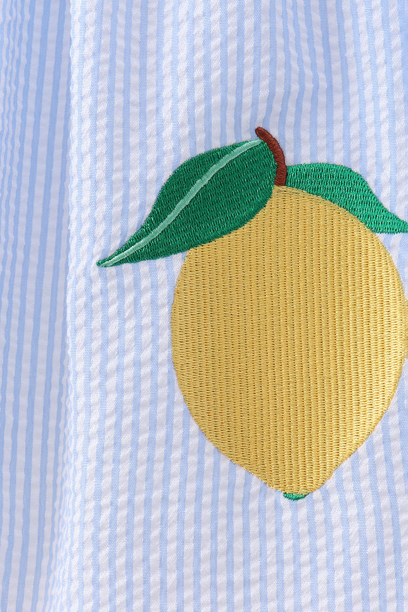 Lemon embroidery seersucker dress