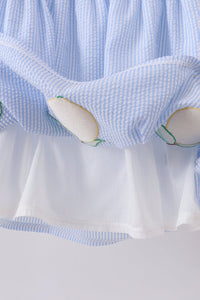 Lemon embroidery seersucker dress