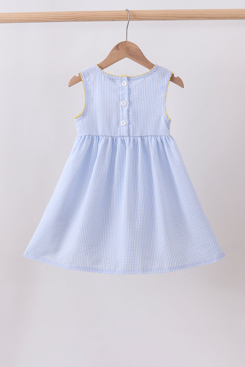 Lemon embroidery seersucker dress