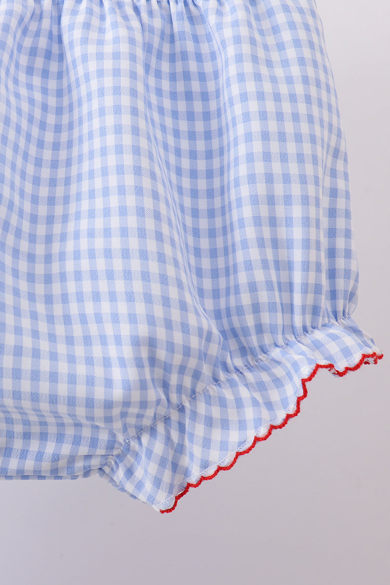 Flag smocked woven gingham bloomer set