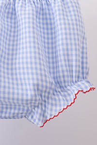 Flag smocked woven gingham bloomer set
