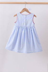 Flag smocked woven gingham dress