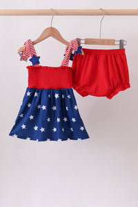 Star smocked bloomer set