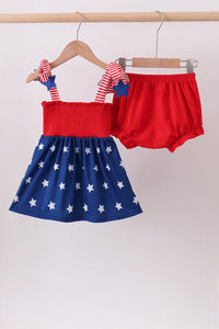 Star smocked bloomer set