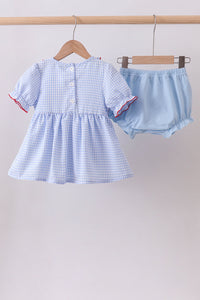 Flag smocked ruffle bloomer set