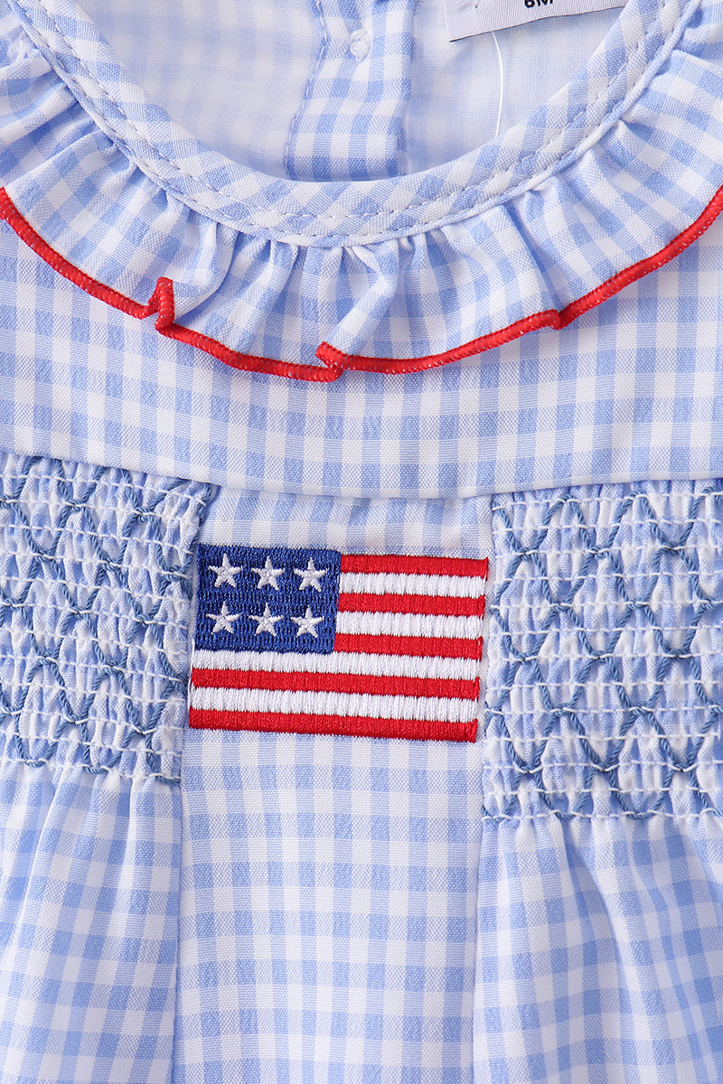 Flag smocked ruffle bloomer set