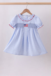 Flag smocked ruffle dress