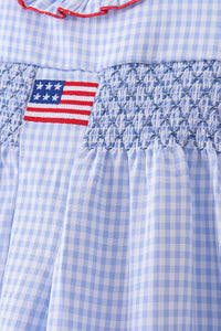 Flag smocked ruffle dress