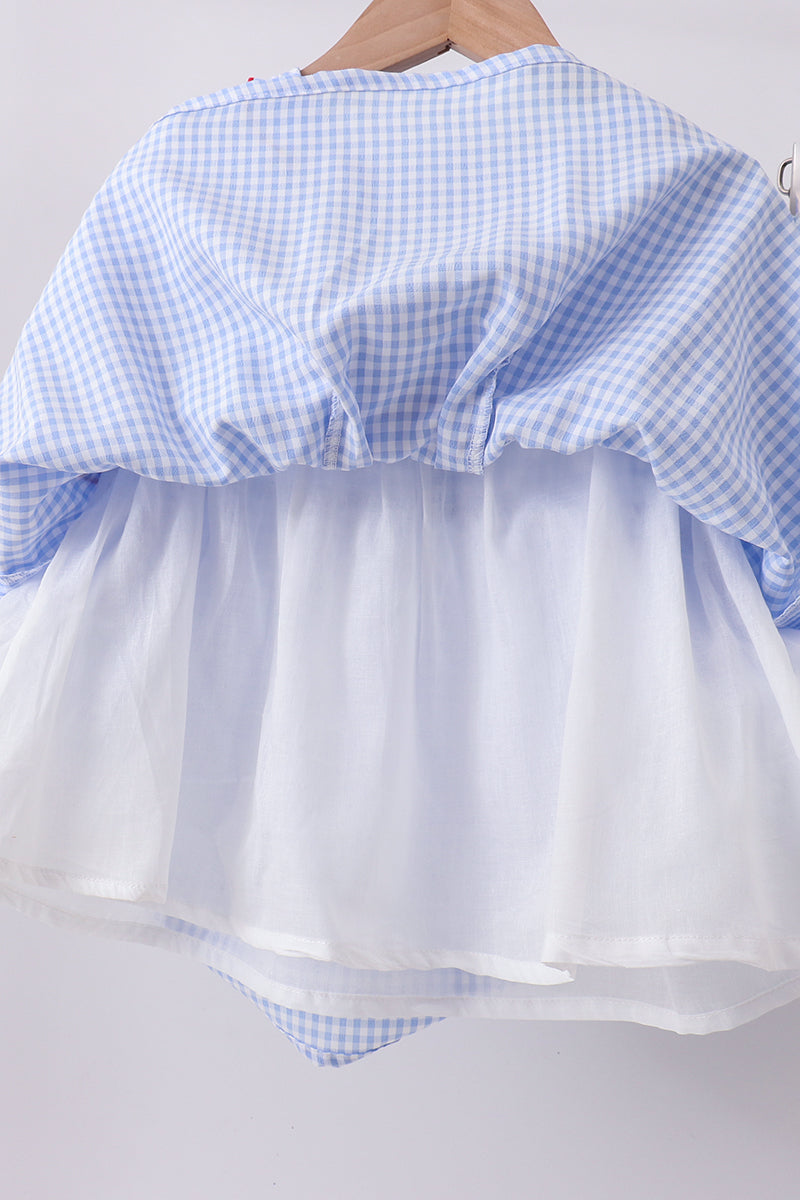Flag smocked ruffle dress