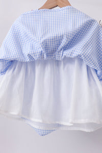 Flag smocked ruffle dress