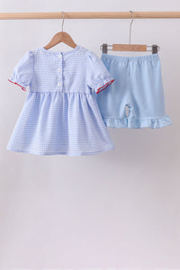 Flag smocked ruffle shorts set
