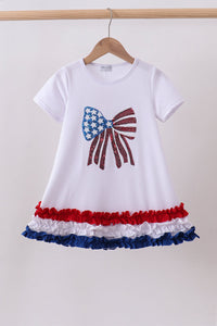 Sequin Bow ruffle dress