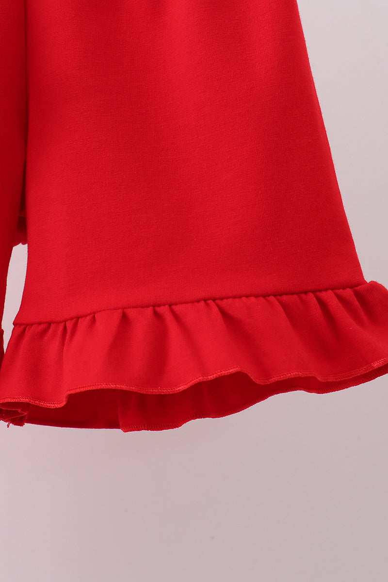 Flag embroidery gingham ruffle shorts set