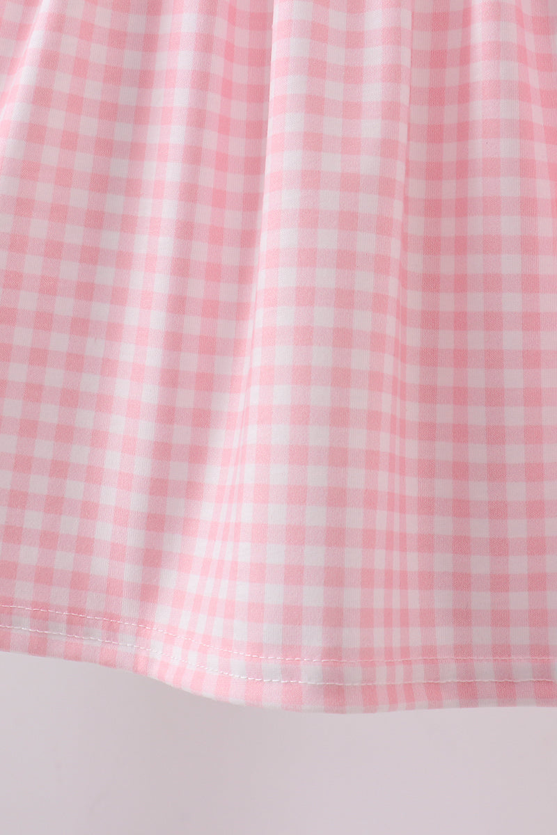 Flag embroidery gingham ruffle shorts set