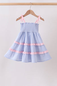 Blue Stripe Smocked Mom Dress