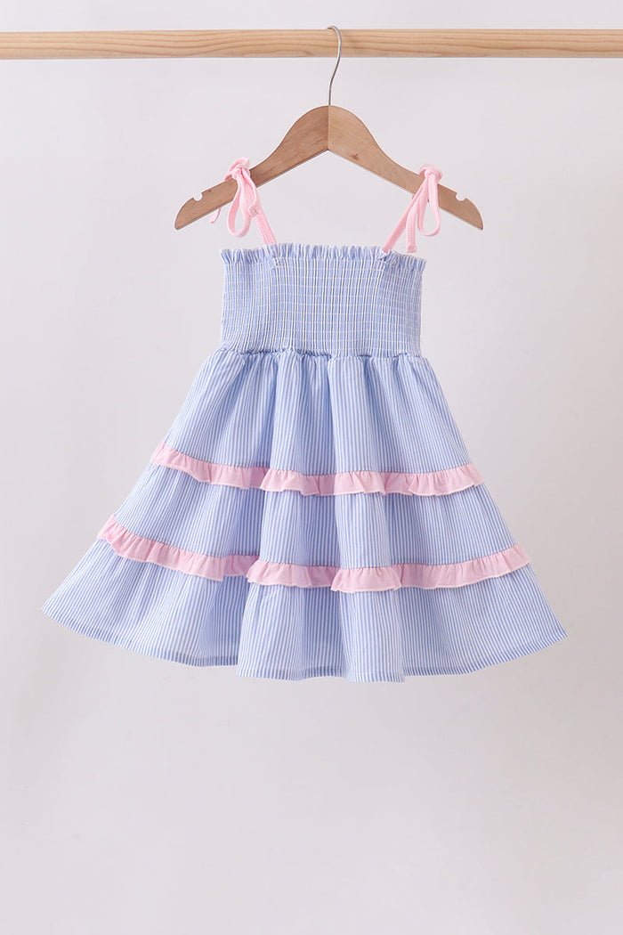 Blue Stripe Smocked Mom Dress