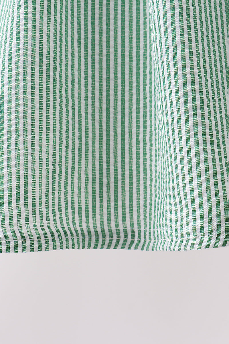 Watermelon Stripe Smocked Embroidered Seersucker Set