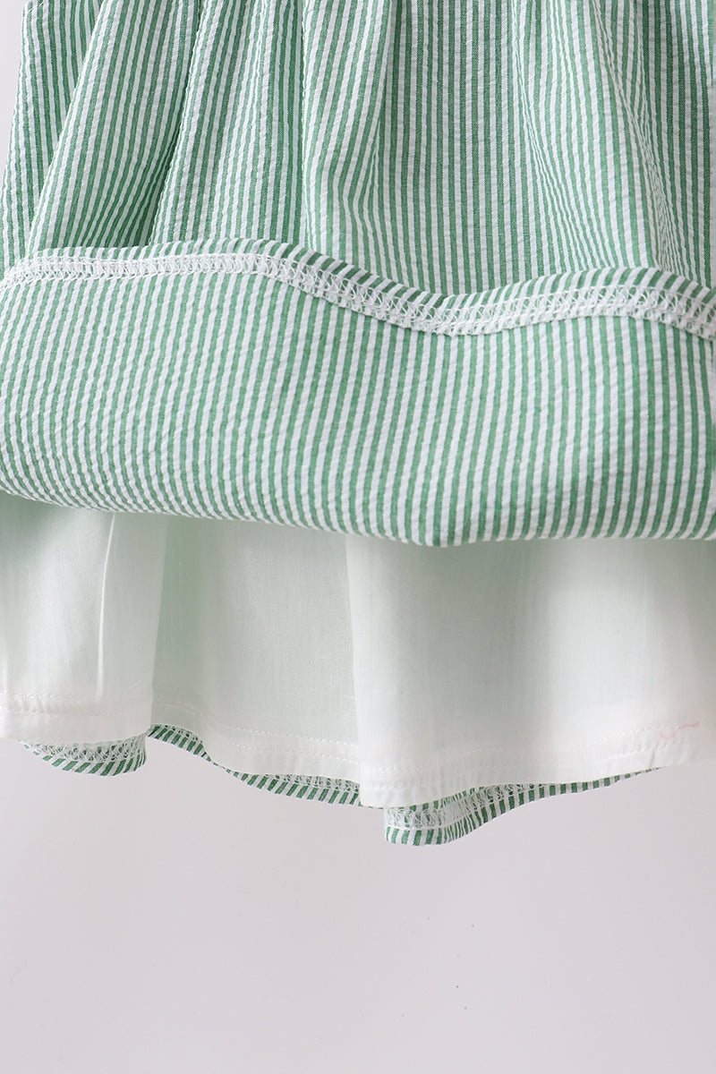 Watermelon Stripe Smocked Embroidered Seersucker Set
