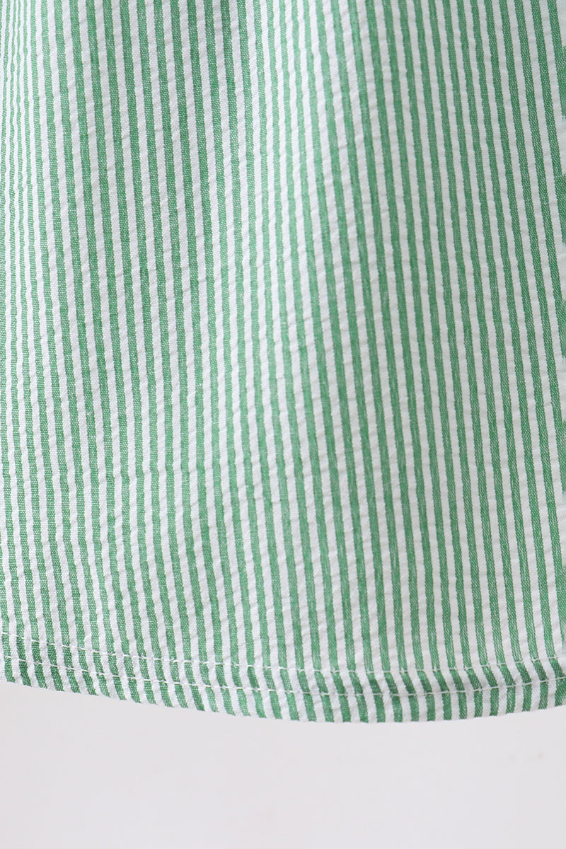 Watermelon Stripe Smocked Embroidered Seersucker Dress