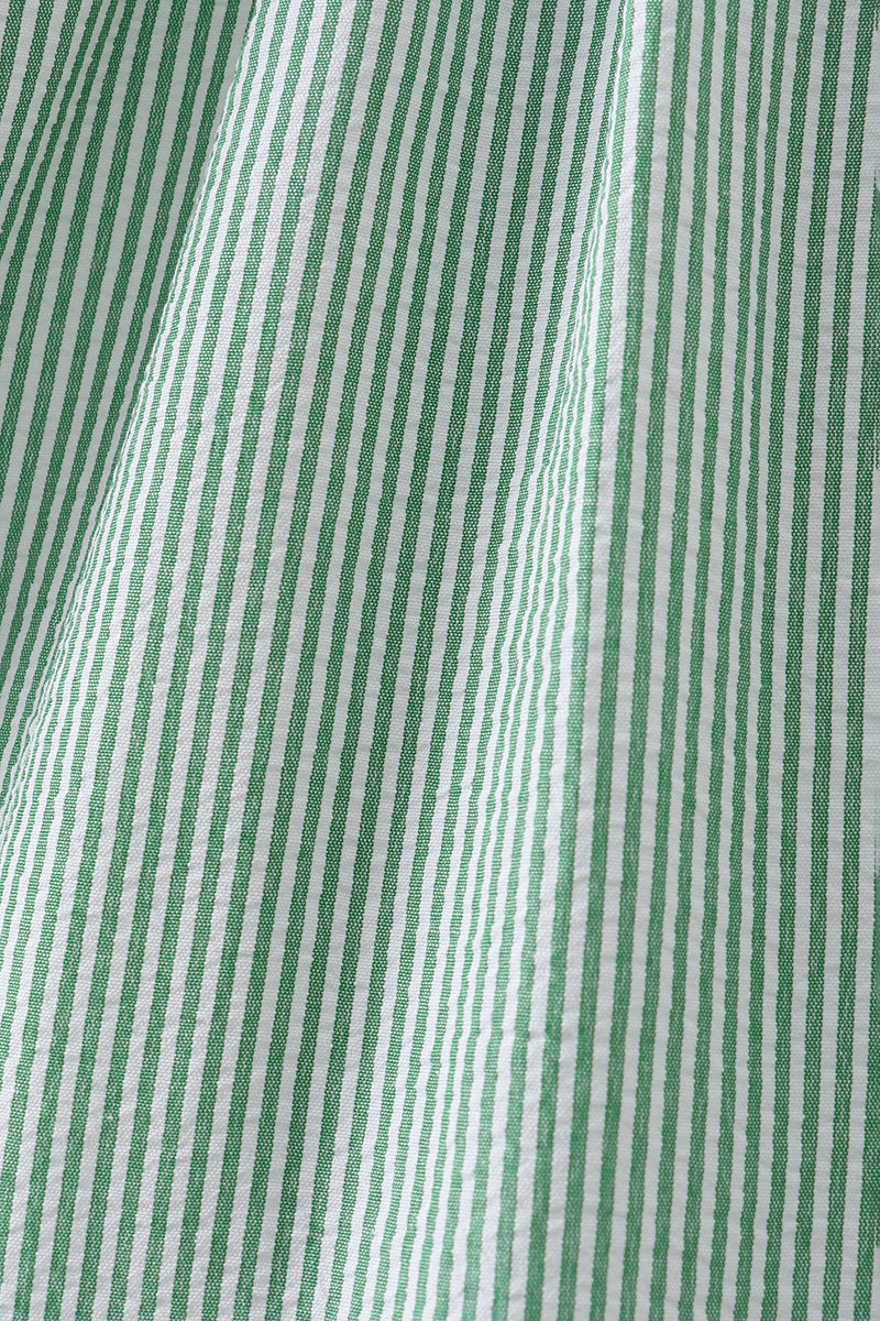 Watermelon Stripe Smocked Embroidered Seersucker Dress