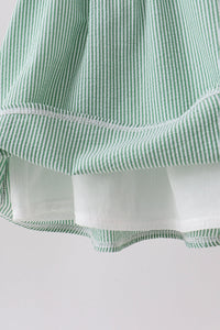 Watermelon Stripe Smocked Embroidered Seersucker Dress