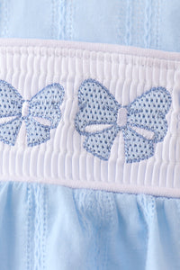 Bow Smocked Embroidered Jacquard Bubble