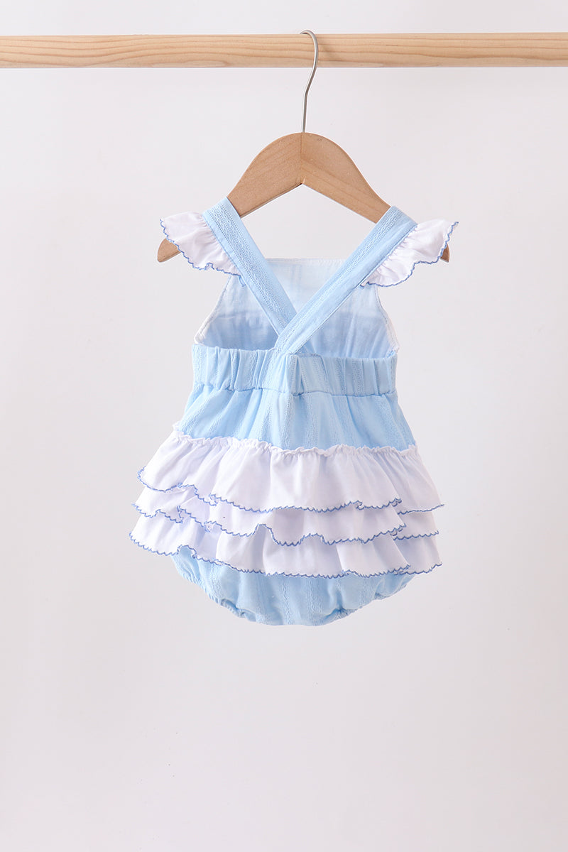 Bow Smocked Embroidered Jacquard Bubble