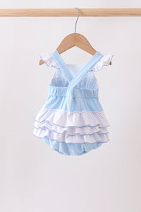 Bow Smocked Embroidered Jacquard Bubble
