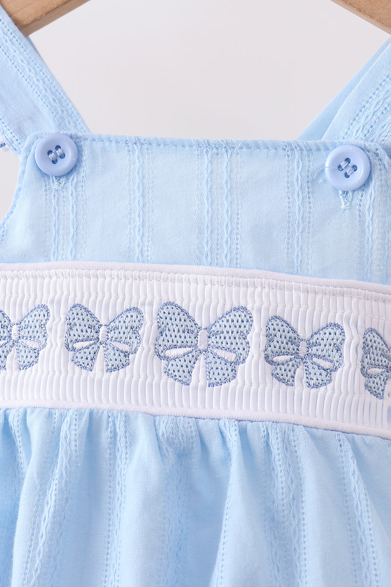 Bow Smocked Embroidered Jacquard Bubble