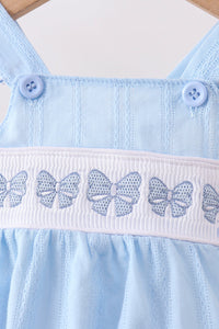 Bow Smocked Embroidered Jacquard Bubble