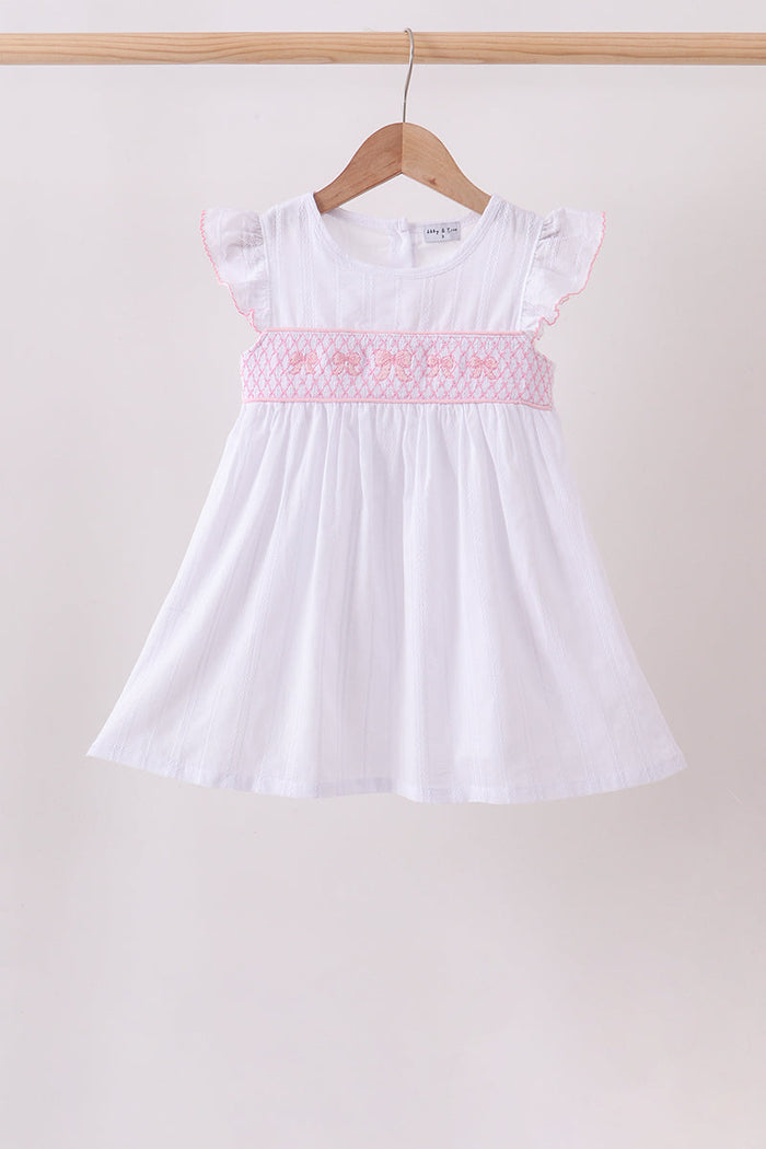 Bow Smocked Jacquard Dress