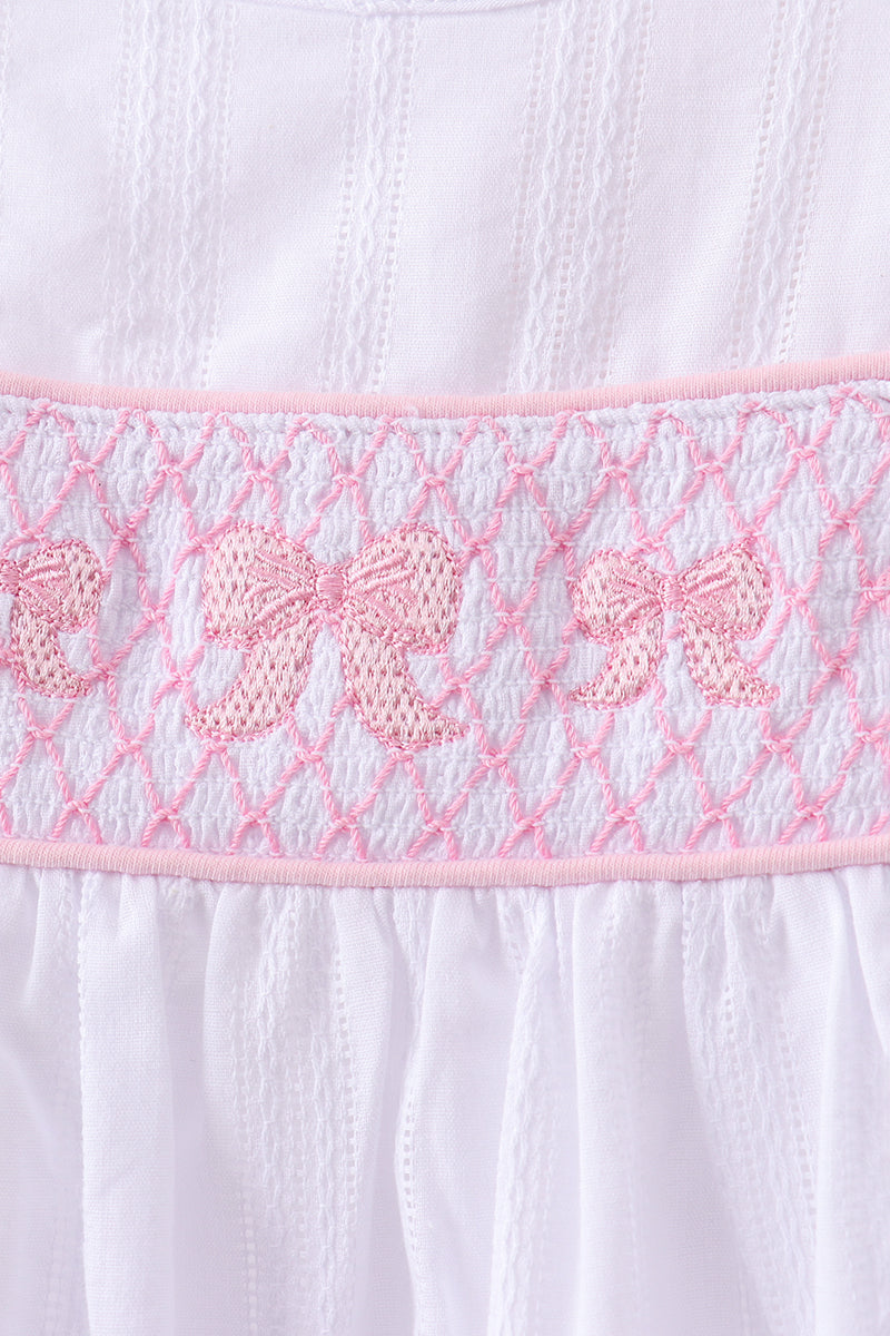 Bow Smocked Jacquard Dress