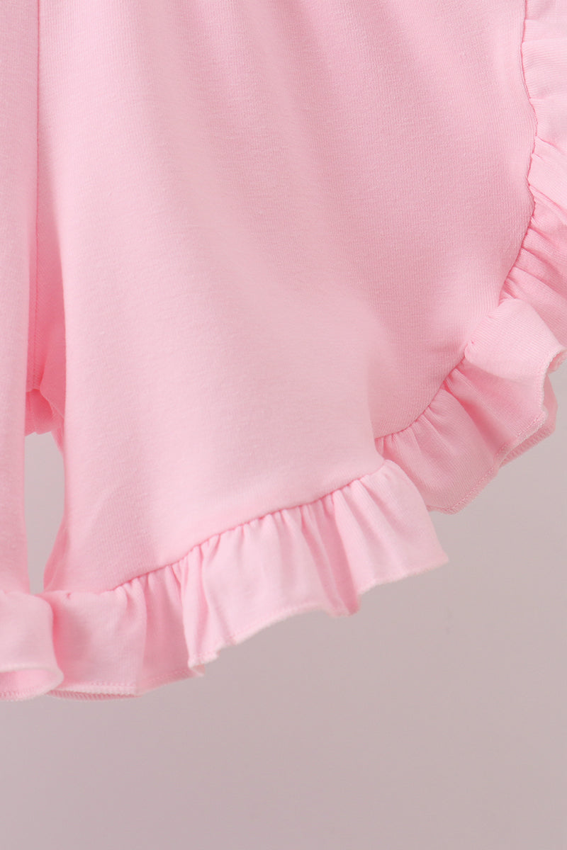 Bow Smocked Jacquard Ruffle Shorts Set