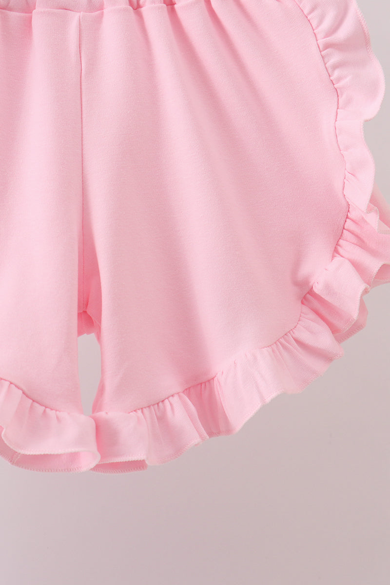 Bow Smocked Jacquard Ruffle Shorts Set
