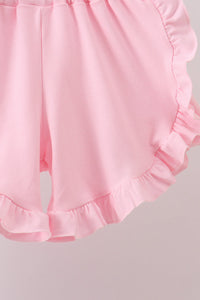Bow Smocked Jacquard Ruffle Shorts Set