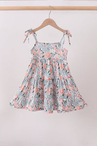 Pink Floral Knit tiered Dress