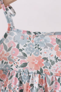 Pink Floral Knit tiered Dress