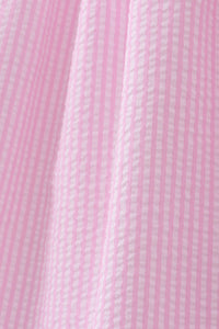 Pink stripe seersucker strawberry smocked dress