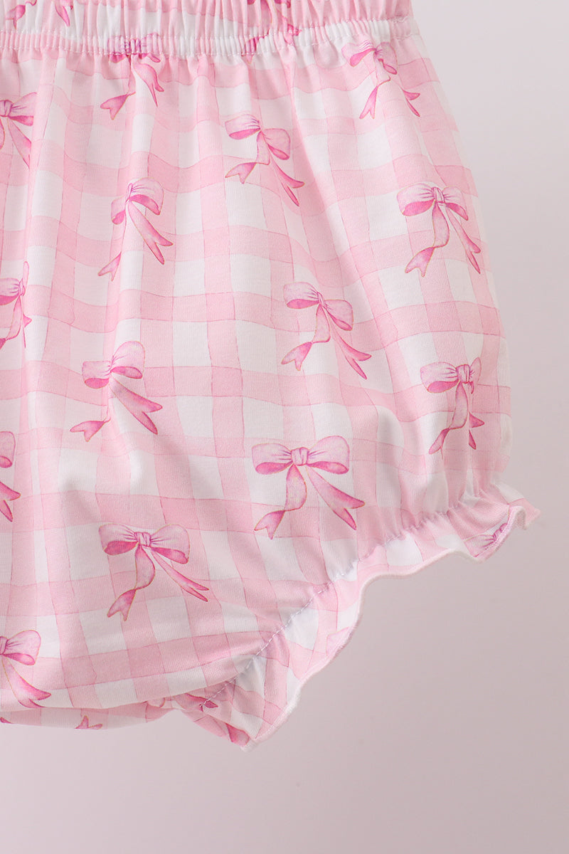 Bow print scalloped bloomer set